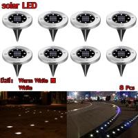 ราคา Solar Garden Light 8LED โคมไฟตกแต่งสนามหญ้า ฝังพื้นโซล่าเซลล์พลังงานแสงอาทิตย์ จำนวน8ชิ้น Warm white สีเหลืองนวล (1685969390)