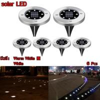 ราคา Solar Garden Light 8LED โคมไฟตกแต่งสนามหญ้า ฝังพื้นโซล่าเซลล์พลังงานแสงอาทิตย์ จำนวน6ชิ้น Warm white สีเหลืองนวล (1685963323)