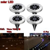 ราคา Solar Garden Light 8LED โคมไฟตกแต่งสนามหญ้า ฝังพื้นโซล่าเซลล์พลังงานแสงอาทิตย์ จำนวน4ชิ้น Warm white สีเหลืองนวล (1685957777)