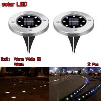 ราคา Solar Garden Light 8LED โคมไฟตกแต่งสนามหญ้า ฝังพื้นโซล่าเซลล์พลังงานแสงอาทิตย์ จำนวน2ชิ้น Warm white สีเหลืองนวล (1685953142)