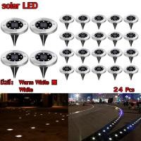 ราคา Solar Garden Light 8LED โคมไฟตกแต่งสนามหญ้า ฝังพื้นโซล่าเซลล์พลังงานแสงอาทิตย์ จำนวน24ชิ้น Warm white สีเหลืองนวล (1685987558)