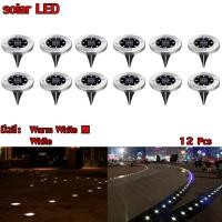 ราคา Solar Garden Light 8LED โคมไฟตกแต่งสนามหญ้า ฝังพื้นโซล่าเซลล์พลังงานแสงอาทิตย์ จำนวน12ชิ้น Warm white สีเหลืองนวล (1685983483)