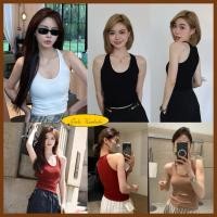 ราคา Vogue พร้อมส่ง เสื้อกล้าม มีฟองน้ำ ผ้าร่องเล็ก สีพื้นยืดกำลังดี C003 (42019023789)