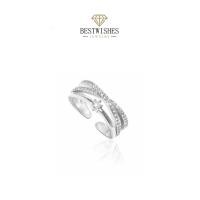 ราคา Jewelry แหวนเพชร แหวนทองคำขาว แหวนแฟชั่นปรับได้ แหวนสุภาพสตรี J005Z ของขวัญที่สวยงาม J026 (50257602340)