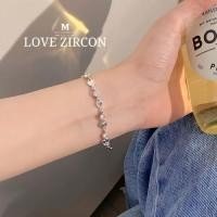 ราคา MEET กำไลเงิน Love Zircon กำไลเงินแท้ สร้อยข้อมือปรับได้ กำไลเพชร กำไลแฟชั่น ข้อมือเงิน ข้อมือเพชร S016 (41477846691)