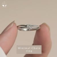 ราคา แหวนเงินแท้ Minimal Chain ลายโซ่ ปรับขนาดได้ สไตล์มินิมอล เกาหลี เครื่องประดับแฟชั่นผู้หญิง เงินแท้ ของขวั J008ญ วันเกิด (42777858661)