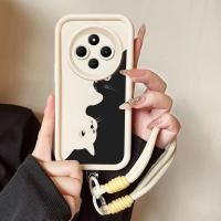 ราคา เคสสำหรับ Xiaomi Redmi 14C 4G 14C 5G A3 Pro 4G A4 5G POCO C75 เคสโทรศัพท์แมวดำสายคล้องสามสีซิลิโคนกันกระแทก (49800385869)