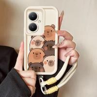 ราคา เคสสำหรับ VIVO Y27 Y36 4G Y36 5G Y27 5G Y77T Y27s Y35 Y35 5G เคสโทรศัพท์คาปิบาราสายคล้องสามสีซิลิโคนกันกระแทก (55400350177)