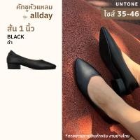 ราคา หัวแหลม 1 นิ้ว สีดำ รองเท้าคัทชู ไซส์เยอะ 35 46 พียู Black 1 UNTONE AP10BLK (2886415584)
