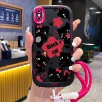 ราคา เคสสำหรับ iPhone X Xs Xr Xs Max 7 Plus 8 Plus เคสโทรศัพท์แมวดำซิลิโคนสายคล้องกันกระแทก (54201989639)