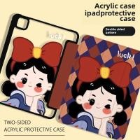 ราคา เคส iPad อะคริลิคสําหรับ iPad Air4 Air5 10 9 gen9 gen8 gen7 2020 2021 Pro11 Snow White Graffiti พร้อมที่วางปากกากรณี iPad (28066943137)