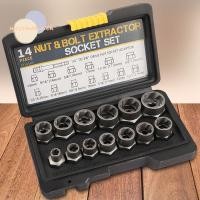 ราคา MOSSMA 14 ชิ้น Impact Bolt Nut Remover ชุด Heavy Duty พร้อม Solid Storage Bolt Extractor เครื่องมือ Easy Out Cr Mo เหล็ก 3 8 ไดรฟ์ Stripped Lug Nut Remover (51057907663)