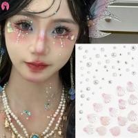 ราคา BZ รอยสักชั่วคราว Mermaid Face Jewels สําหรับผิวหน้า ผม ดวงตา ร่างกาย อัญมณีใบหน้า สติ๊กเกอร์ Rhinestones มุก Self Adhesive Face Rhinestones เทศกาลแต่งหน้า (25394461531)