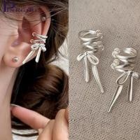 ราคา Cross Bowknot Ribbon Earbone Clip สีเงิน Hollow Out Metal ต ่ างหูไม ่ เจาะ Sweet Cool Ballet Style Lacing Bow Ear Cuff อุปกรณ ์ เสริมเครื ่ องประดับ (25626954665)