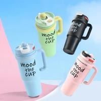ราคา จัดส่งที่รวดเร็ว แก้วน้ำสเตนเลส เก็บความเย็น มีฉนวนกันความร้อน กระติกน้ำแบบมีหูจับ พร้อมหลอดดูด สวยงาม (28106590883)