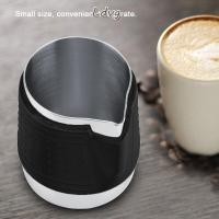 ราคา LDVG Frothing เหยือกนม 350ML สแตนเลสถ้วยกาแฟ ถ้วย Frothing โค้งมน Spout สีดําทนความร้อนซิลิโคน Grip Pads นม Frothing Pitcher Latte Art (55208234519)