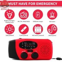 ราคา Zinga วิทยุมือหมุนฉุกเฉินพร้อมไฟฉาย LED สำหรับ AM FM NOAA สภาพอากาศแบบพกพาไดนาโม 2000mAh Power Bank ที่ชาร์จโทรศัพท์ USB ชาร์จและตั้งแคมป์พลังงานแสงอาทิตย์ (46257956582)