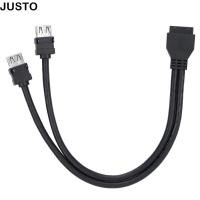 ราคา JUSTO USB 3 0 Header Splitter 19 20PIN 2 พอร์ต USB 3 0 สายแผงหน้า ทนทาน 0 แผงเมนบอร์ดสายเคเบิลแผงเมนบอร์ด (54708765698)
