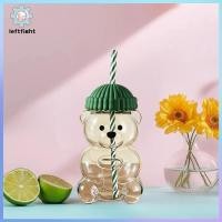 ราคา ซ้าย การ์ตูนหมีรูปแก้วกาแฟแก้วหมีน่ารักถ้วยพลาสติกพร้อมฟางโปร่งใสสร้างสรรค์นมกาแฟถ้วยน้ํา GHT (57108697456)
