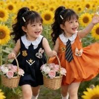 ราคา เด็กสาวฤดูร้อนกระโหลกสไตล์น่ารักการ์ตูนพิมพ์ชุดแฟชั่นเกาหลีเด็กชุดลําลอง (29294476336)