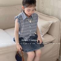 ราคา เสื้อแขนกุดสไตล์เกาหลีลายสก๊อต สำหรับเด็กสาว ฤดูร้อน (50107227463)