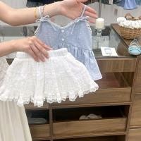 ราคา เสื้อยกระดับสไตล์เกาหลี สำหรับเด็กวัยหัดเดินและสาว แขนกุด ลายหวานลูกไม้ สไตล์เกาหลี (49058270714)