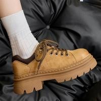 ราคา รองเท้าหนังแท้หนา แบบ low top ยุคเก่าคลาสสิก สไตล์ preppy ดีไซน์ lace up สำหรับผู้หญิง (52258257899)
