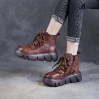 ราคา รองเท้าผู้หญิง Retro หนังวัวแท้ สำหรับฤดูหนาว ดีไซน์แพลตฟอร์มหนา สไตล์ casual (53458266936)
