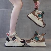 ราคา รองเท้ากํามะหยี่ High Top Casual สำหรับผู้หญิง แบบ lace up บนพื้นฐาน platform มีความสูงภายในรองเท้า (41679781657)