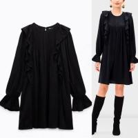 ราคา Ruffle Pintuck Long Sleeve Mini Dress (49603949090)