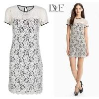 ราคา Diane von Furstenberg Barbie Lace Overlay Stretch Dress (29305797686)
