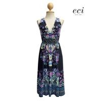 ราคา ECI NEW YORK Women s Black Beaded Paisley Sleeveless Midi Tank Dress With Tie Waist (28242800852)