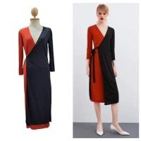 ราคา Zara Colour Block Wrapped Dress (27709019762)