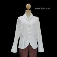 ราคา 2000 s Anne Fontaine White Button Up Cotton Shirt Blouse with Shawl Collar (26115985505)