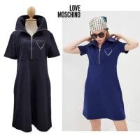 ราคา Love Moschino Half Zip Short Sleeved Collared Dress (24079683103)