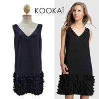 ราคา Kookai Paris Ruffled Hem V neck Shift Dress Sz รอบอก34 36 สะโพก36 ยาว33 สภา (27308760539)