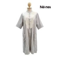 ราคา Ne net Striped Button Up Short Sleeve Shirt Dress (25851202581)
