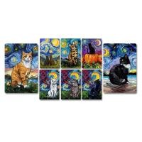 ราคา Van Gogh ภาพวาดตกแต่งแมว ภาพวาดดีบุก แมวภายใต้ Starry Night ภาพวาดสีน้ำมัน โปสเตอร์ศิลปะแมวนามธรรม ภาพวาดแขวนไร้กรอบสำหรับห้องนั่งเล่น (26156752950)