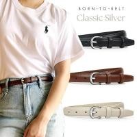 ราคา BornToBelt เข็มขัดหนังแท้ หัวเงิน เข็มขัดผู้ชาย เข็มขัดผู้หญิง เอวใหญ่ Classic Silver (43601252428)