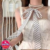 ราคา 3 5 วันถึง เครื่องประดับแฟชั่นลายจุดสีดำ ขาว ชุดไข่มุก 6 in 1 เข็มขัดผ้าพันคอดлинเนอร์ 77 5 ซม สำหรับทุกวันและงานแต่งงาน (40006817429)