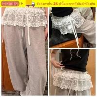 ราคา GRANDZY กระโปรงมินิลูกไม้ ลายซีทรู สไตล์ Harajuku พร้อมระบายและปักดอกไม้ แมตช์ได้กับกางเกงยีนส์ (47957886021)