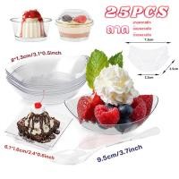 ราคา สินค้าจุด 25PCS จานหวานทิ้ง ขนมหวาน ไอติมจิ๋ว ถาดวางเค้ก ชามพลาสติก ช้อนพลาสติก ถ้วยพลาสติก (57803445081)