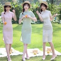 ราคา กี่เพ้าผ้าฝ้ายยืด ออกแบบอย่างหรูหราในสไตล์จีนสำหรับผู้หญิง (50209002407)
