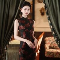 ราคา ชุดเสื้อเชิ้ตซามแบบเรโทร สไตล์จีนแขนกุด สีโรเซอร์ดำ เหมาะสำหรับโอกาสพิเศษและการแต่งตัวประจำวัน (49459013761)