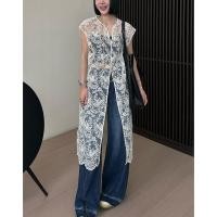 ราคา ชุดเดรส ชุดเดรสยาว เสื้อเบลาส์ ชุดชา ชุดขนาดใหญ่ ผ้าแจ็คการ์ด ลูกไม้กลวงสบายๆหลวมชั้นแฟชั่นชุด ทั้งหมด จับคู่ แขนกุดชุดดีงามผู้ห (24038704503)