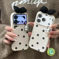 ราคา น่ารัก Panda เคสโทรศัพท์สําหรับ Honor 500 X9A X9B X9C สมาร์ท X9 300 200 100 90 80 70 60 50 Power GT Ultra 5G 4G ฝาครอบหรูหราการ์ตูนโบว์ลายจุดหนัง PU Elegant ปลอกนุ่ม (51955397018)