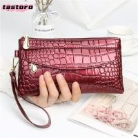 ราคา TASTORO กระเป๋าสตางค์สุภาพสตรี ดีไซน์แฟชั่น สีแดง แบบยาว มีซิปรหัสสองแถว และกระเป๋าคลัทช์หนัง (54508474692)