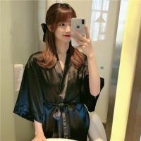 ราคา Fat MM Black Sexy Pure Ice Silk Nightgow (26577388303)