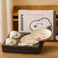 ราคา Snoopy ชามเซรามิคแท้ 2 ชาม 2 จาน 2 ช้อน กล่องของขวัญ ชุดจานลายการ์ตูน น่ารัก ของใช้ในครัวเรือนมู (27908430973)
