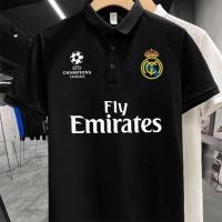 ราคา เรอัล มาดริด ฟุตบอล themed เสื้อโปโล with Real Madrid football team logo printed on adult Polo shirt S 3XL (56158995830)